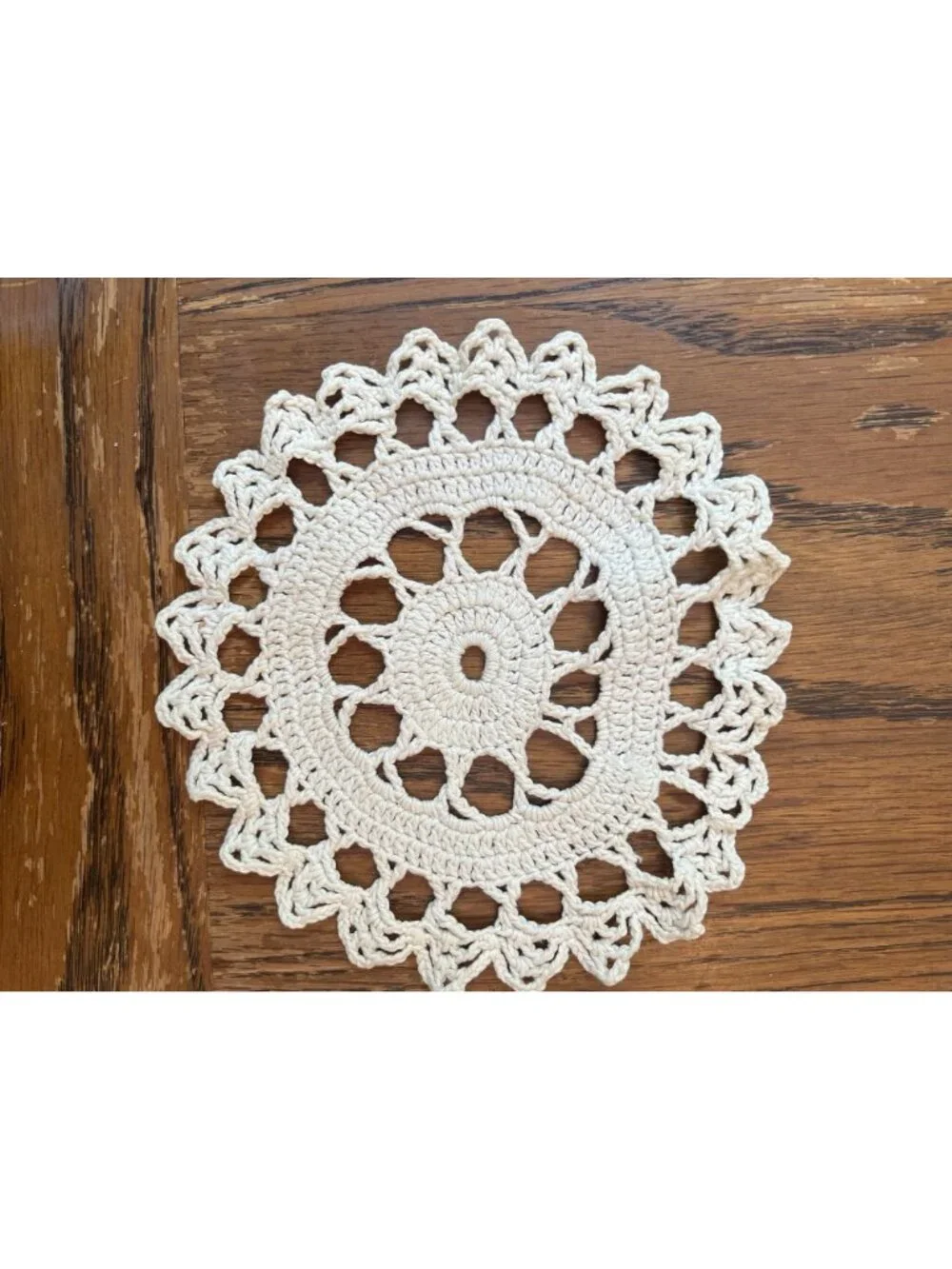 Handmade Vintage Crochet Lace Doily 7 Inches Round Cream Color Intricate Design
